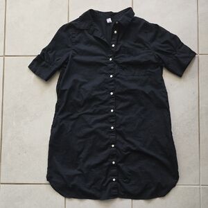 Old Navy Black Shirt Dress Medium Button Up Cotton Collared Casual Minimal